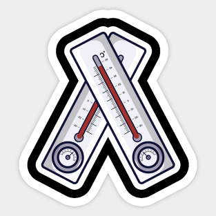 Celsius Meteorology Thermometer Sticker vector illustration. Health and medical object icon concept. Thermometer for measuring heat and cold winter temperature sticker design icons with shadow. Sticker